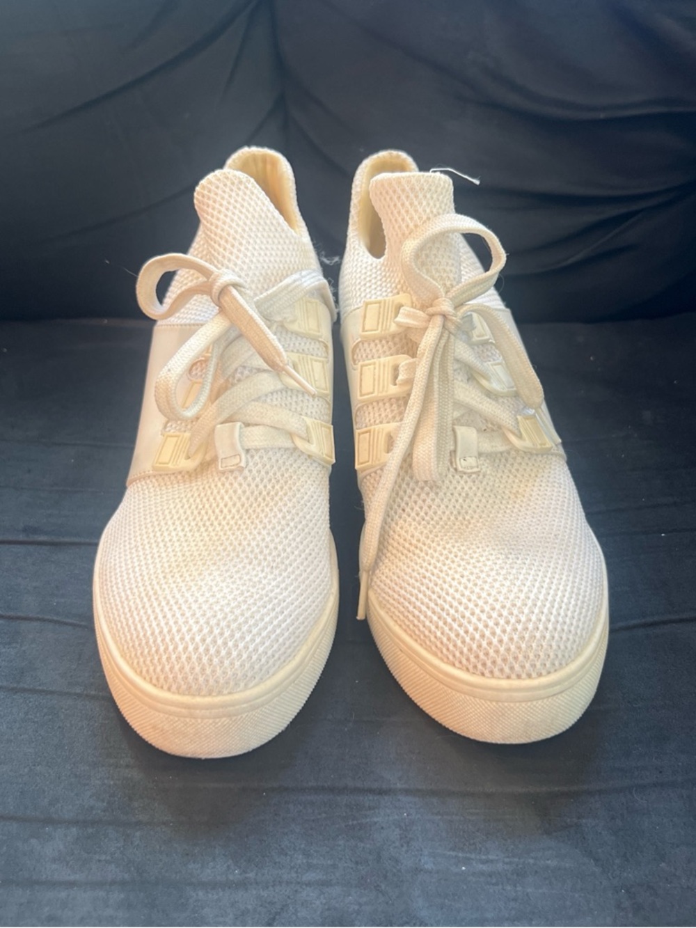 MIA Cream Knit Lace-Up Platform Sneakers